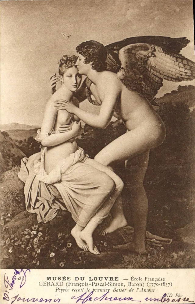 Psique recebe o primeiro beijo do Amor — Museu do Louvre — Gérard (François-Pascal-Simon, Barão) (1770-1837) - Frente
