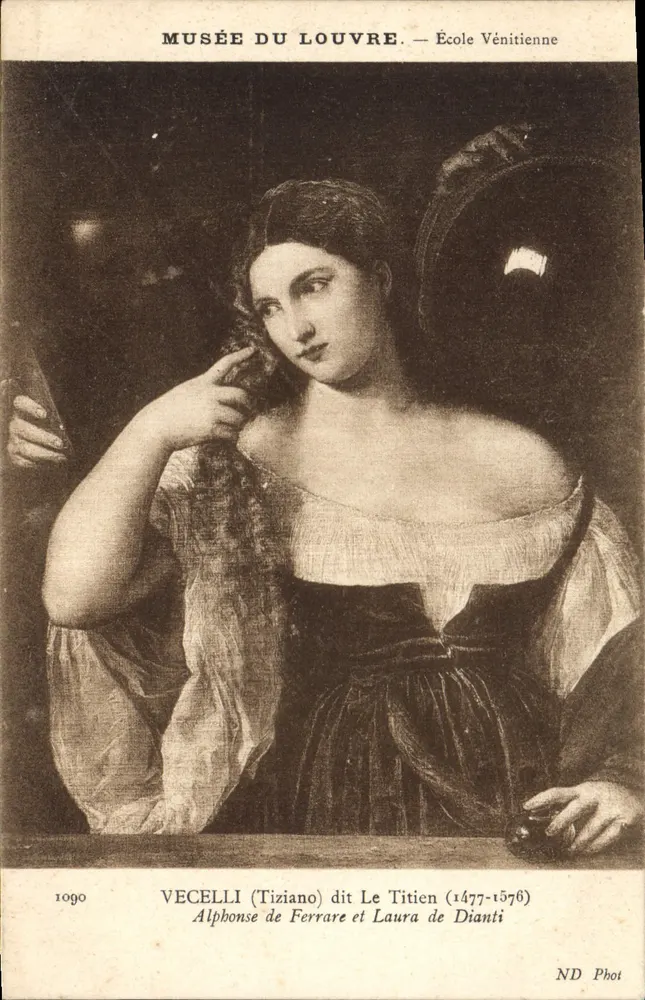 Louvre-Museum — Venedig-Schule — Vecelli (Tiziano) genannt Titian (1477-1576) — Alphonse de Ferrare und Laura de Dianti — ND Phot — Nr. 1090 - Vorderseite