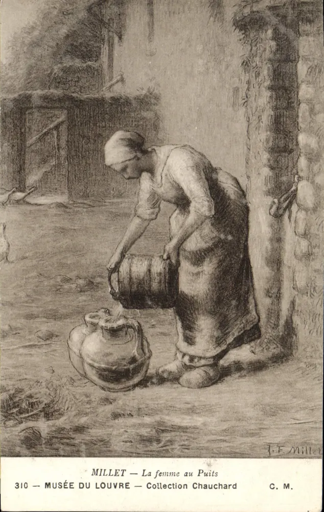 Die Frau am Brunnen — Werk von J.-F. Millet — Sammlung Chauchard — Nr. 310 — Louvre-Museum - Vorderseite
