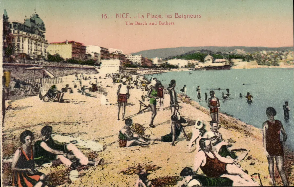 NICE - A Praia, os Banhistas — J. Gilletta & Cie, Nice, n°15 - Frente