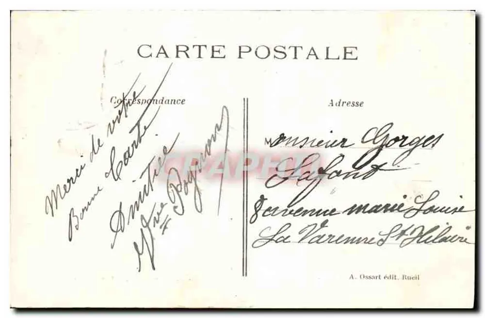 Rueil - Das Arbeitszimmer Napoleons I. im Park der Malmaison — Verlag A. Ossart, Rueil, Nr. 157 - Rückseite