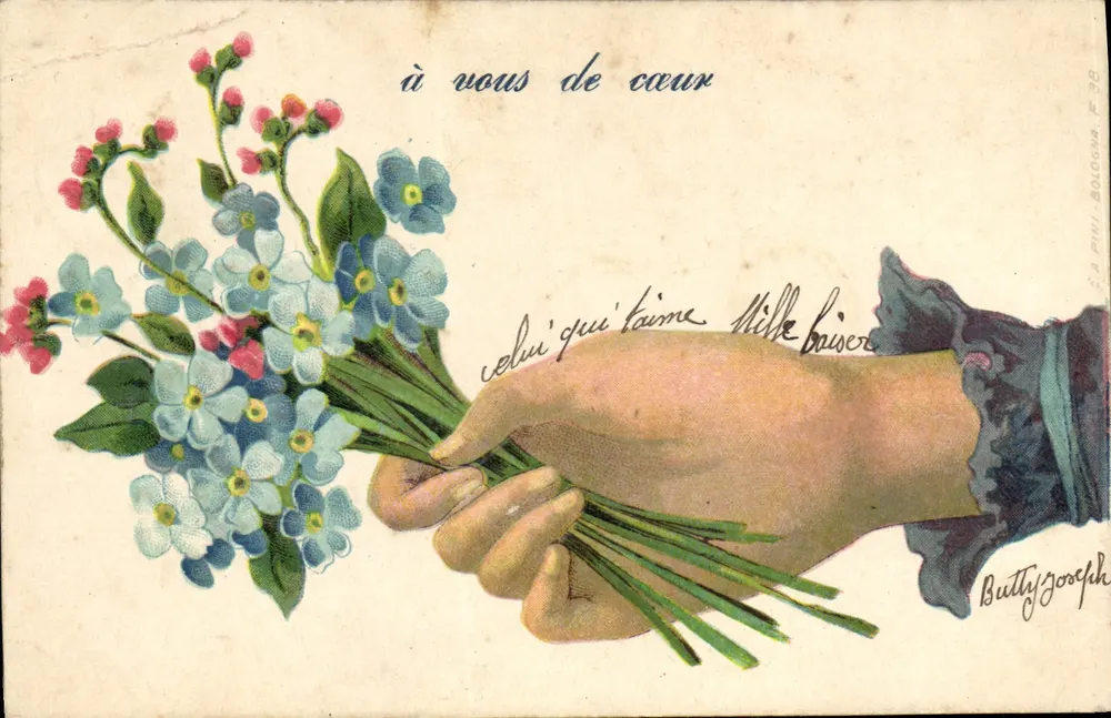 Mão oferecendo um buquê de flores — à você de coração — editor Butty Joseph, n° 38 - Frente