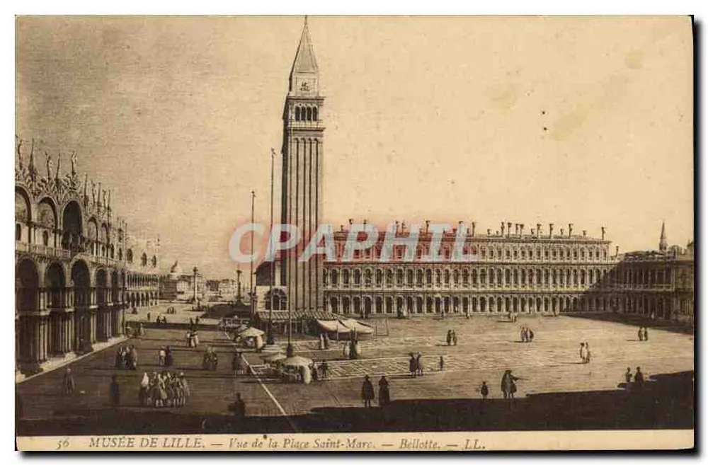 Place Saint-Marc in Venedig — Ansicht der Glockentürme — Museum von Lille, Bellotte-Ausgabe, n° 56 - Vorderseite