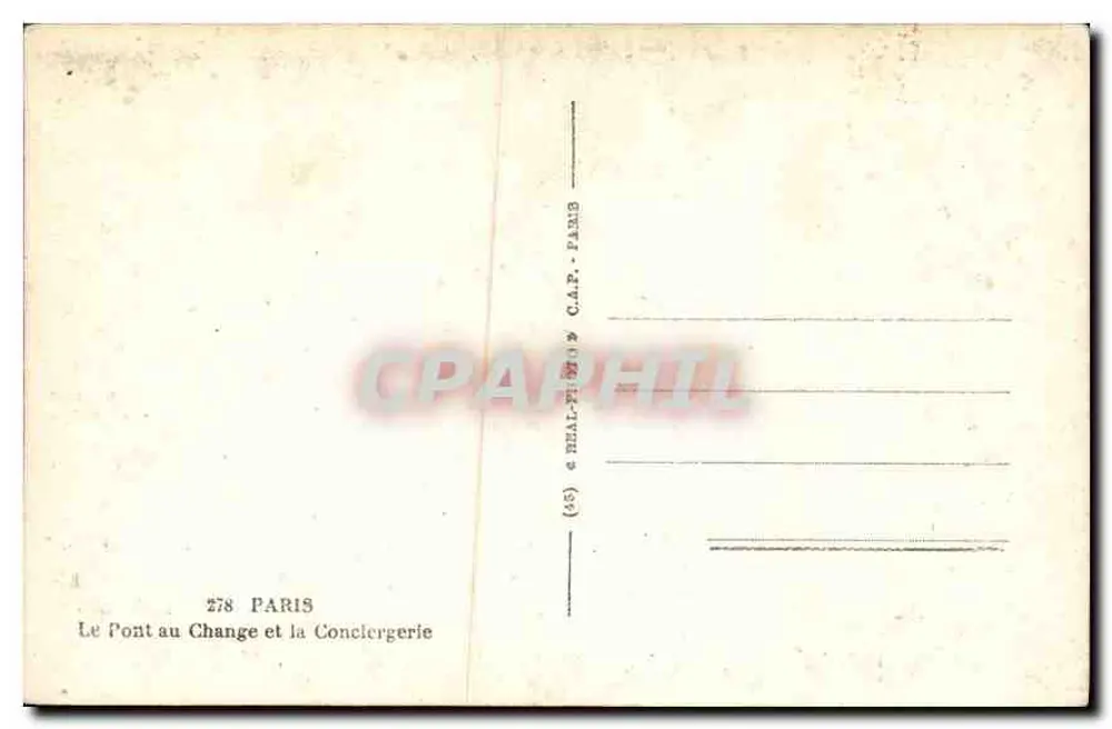 Der Pont au Change und die Conciergerie — Paris — Verlag Cat - Rückseite