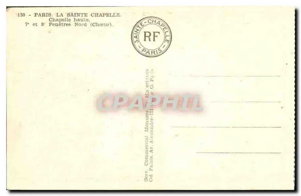 Paris, Sainte-Chapelle — 7. und 8. Nordfenster (Chor) — Sérv. Commercial, Monuments Historiques, G. Païe - Rückseite