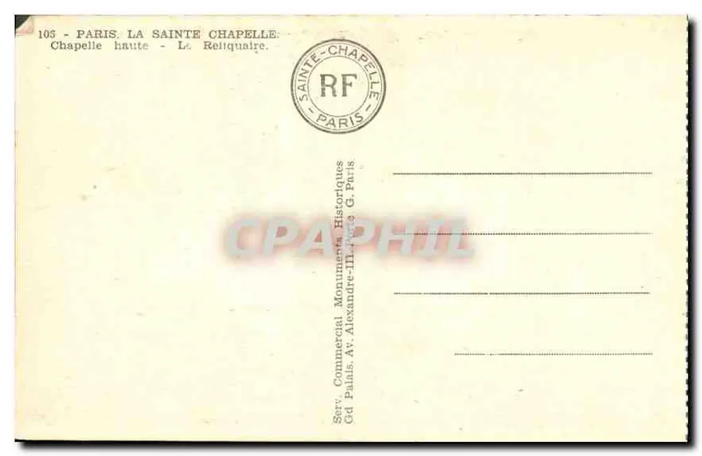 Paris / Die Heilige Kapelle — Oberkapelle - Lt. Reliquiar - Rückseite