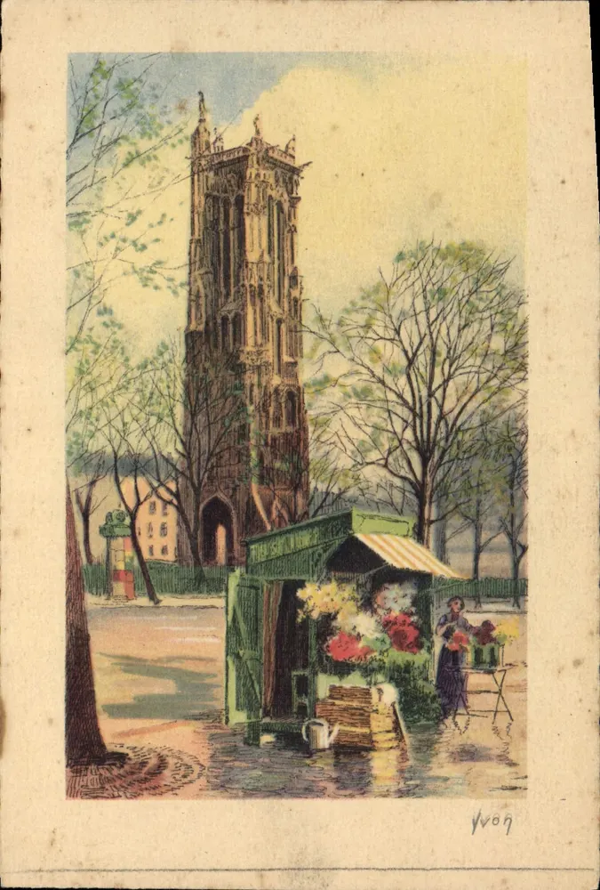 Paris - A Torre Saint-Jacques — Éditions d'Art YVON, n°9 - Frente