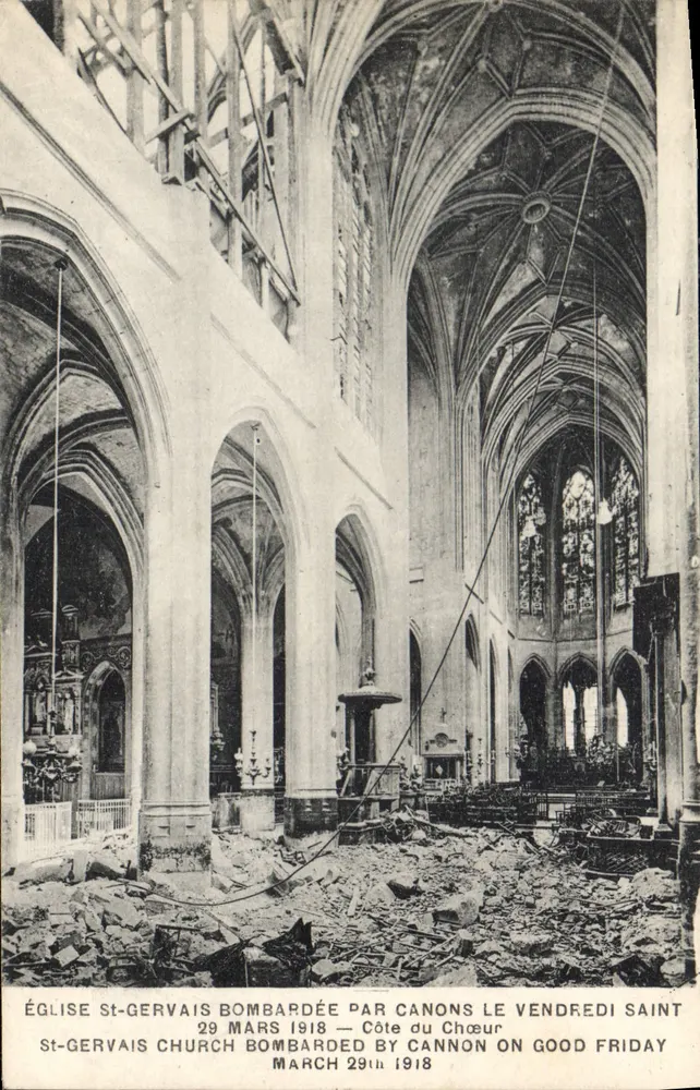 Igreja de Saint-Gervais — Danos causados por um bombardeio em 29 de março de 1918 — Côte du Chœur - Frente