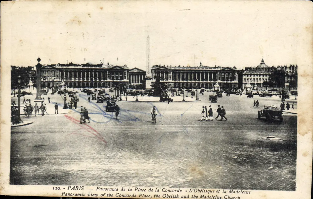 Paris — Panorama da Place de la Concorde • A Obélisque e a Madeleine - Frente