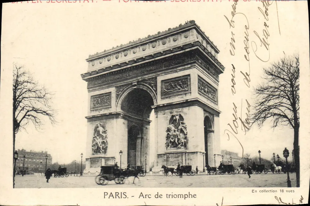 Paris - Arco do Triunfo — editor Yon Porosa Secretat, n° 18 de uma coleção de 18 vistas - Frente