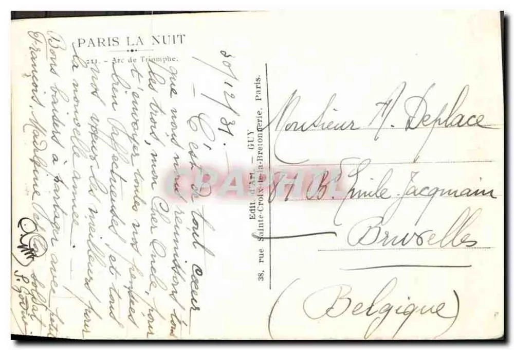 Paris à Noite — Arco do Triunfo — Édit d'Art - GUY - Verso