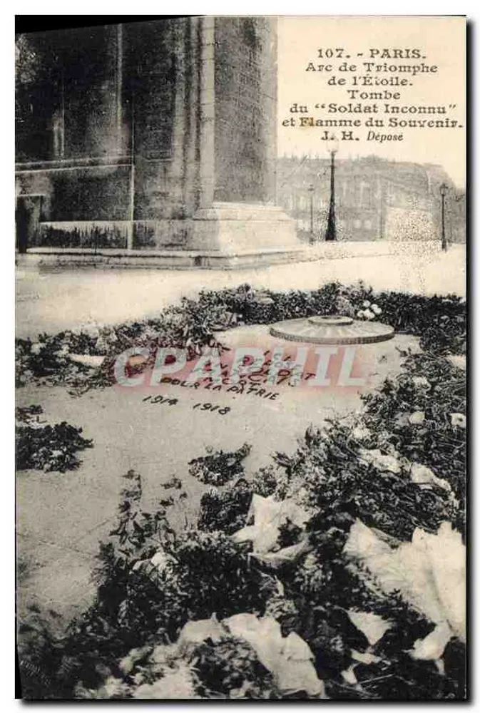 Paris - Arco do Triunfo da Estrela - Tumba do Soldado Desconhecido e Chama da Memória - J. H. Déposé - Frente