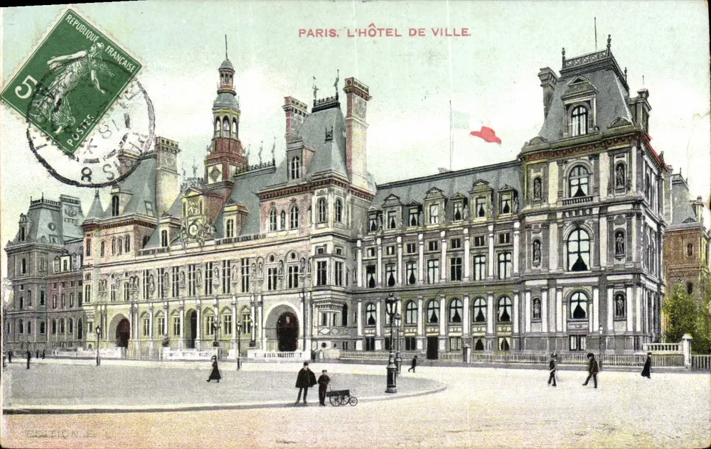 Paris. O Hotel de Ville — vista panorâmica — editor Glatigny, número de série não visível - Frente