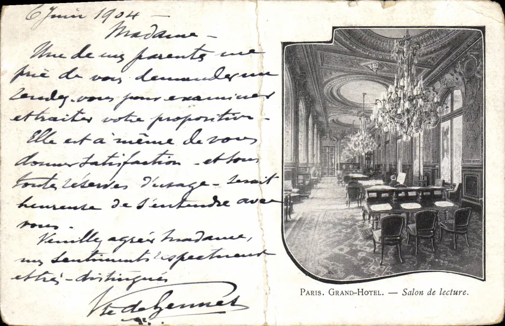 Paris. Grand-Hôtel — Salon de lecture — éditeur Paris. Grand-Hôtel - Frente