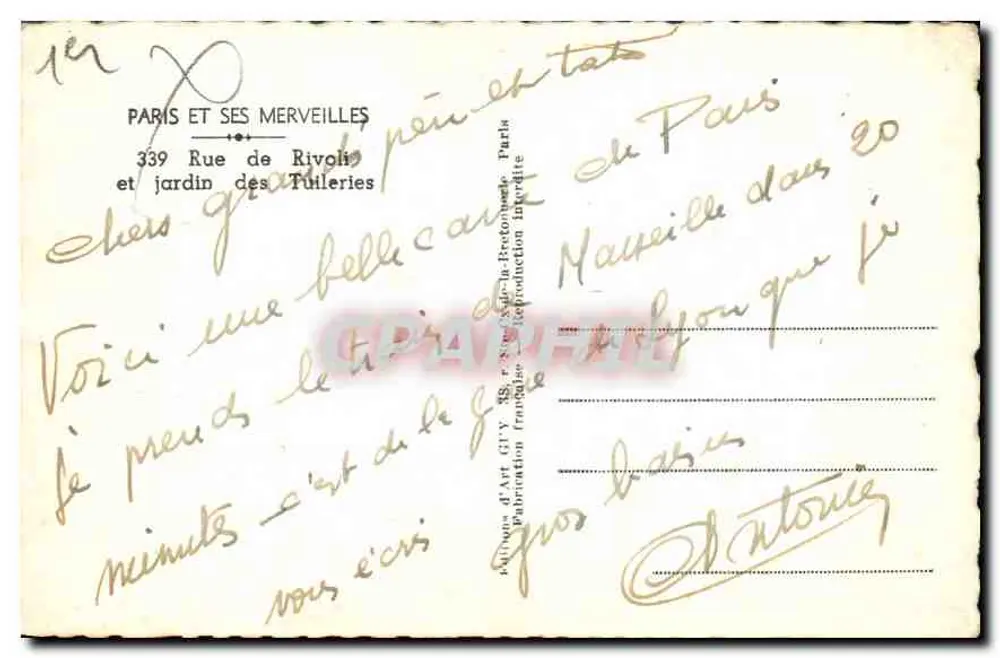 Paris — Rue de Rivoli und Jardin des Tuileries — Gay - Rückseite