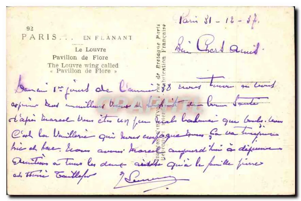 O Louvre — Pavilhão de Flore — Yvong - Verso