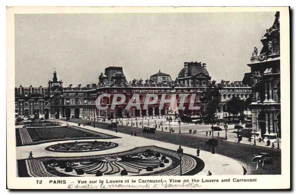 PARIS — Ansicht des Louvre und des Carrousel — Verlag nicht sichtbar, Seriennummer 72 - Vorderseite
