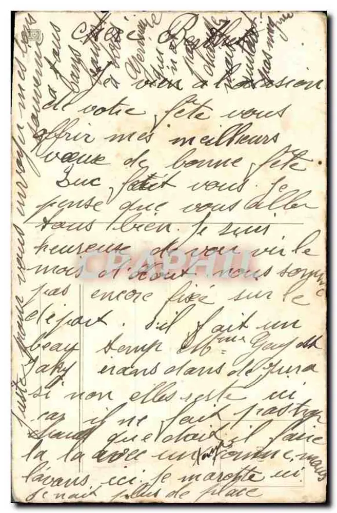 Mata de flores — Boa festa — Carte postale ancienne - Verso