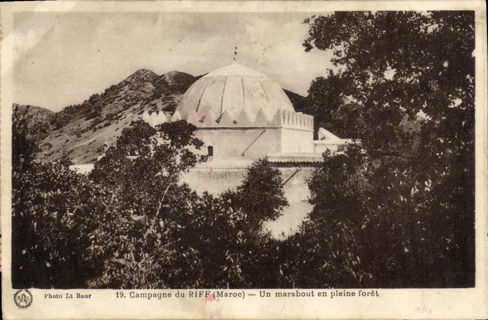 Kampagne des RIFF (Marokko) — Ein Moschee mitten im Wald — Foto Lt Baur, Nr. 19 - Vorderseite