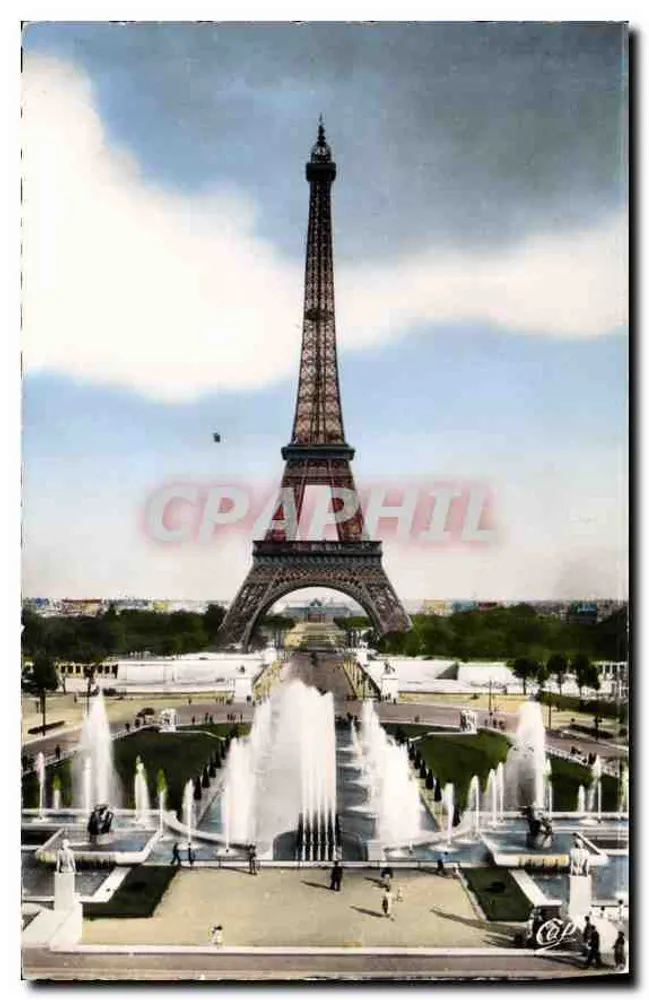 Fontänen des Palais de Chaillot und die Eiffelturm — Paris — Cie des Arts Photomécaniques - Vorderseite