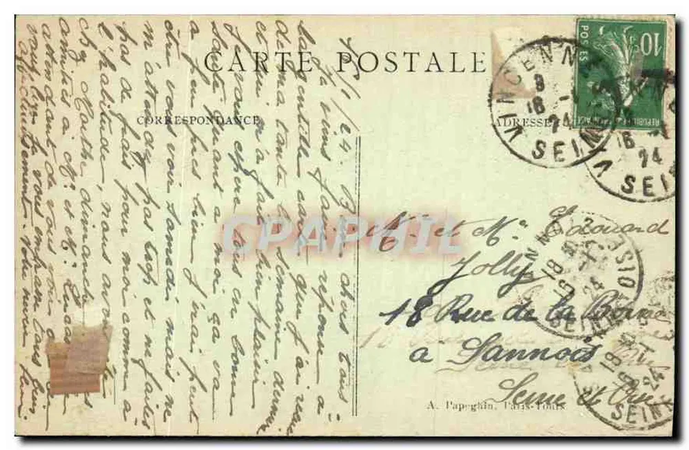 Paris — Der Tuileries-Garten und der Arc de Triomphe du Carrousel — A.P. n°96 - Rückseite