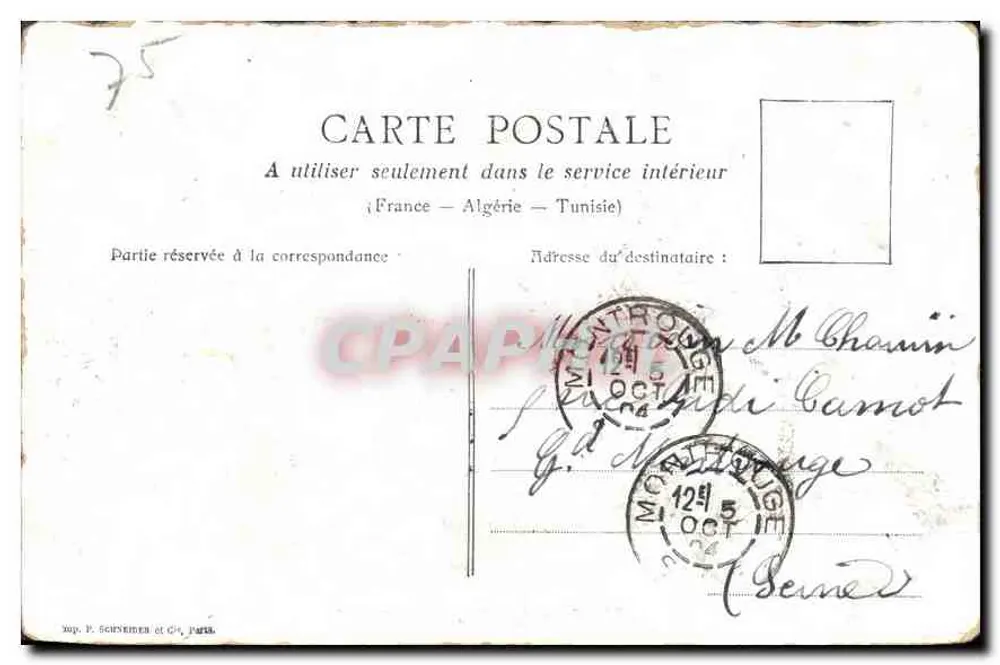 Paris - O Grande Palácio — editor P. Seinsin & Cie, número de série não visível - Verso