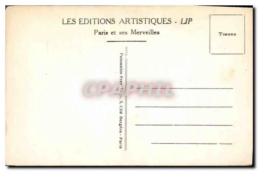 Paris - O Jardim das Tuileries e o Pavilhão de Marsan — LIP, n°284 - Verso