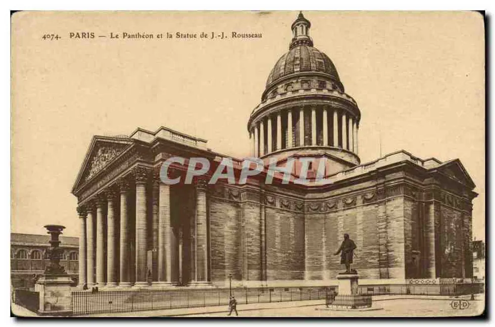 PARIS — Der Pantheon und die Statue von J.-J. Rousseau — Verlag E.D. n° 4974 - Vorderseite