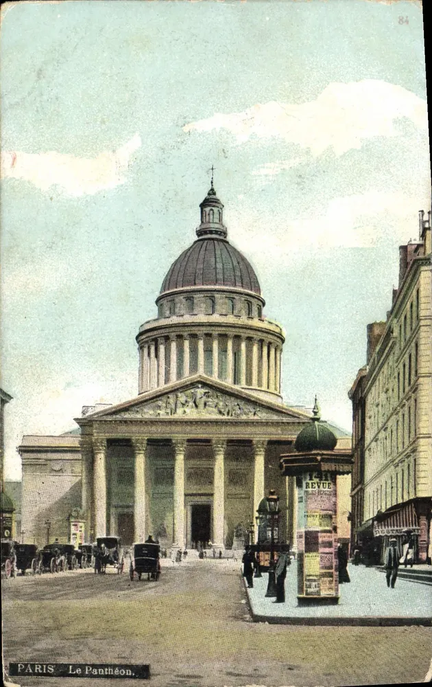 Paris - O Panteão — vista do edifício com carruagens a cavalo — editor L.C.A. Photo, n° 84 - Frente