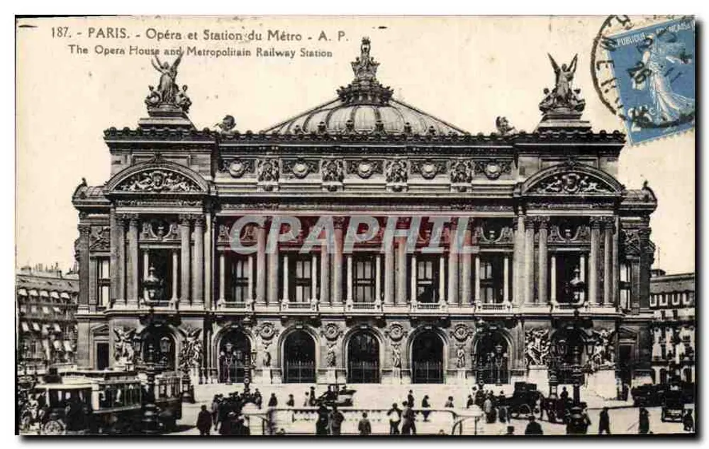 Paris - Ópera e Estação do Metrô - A.P. - The Opera House and Metropolitan Railway Station - Frente