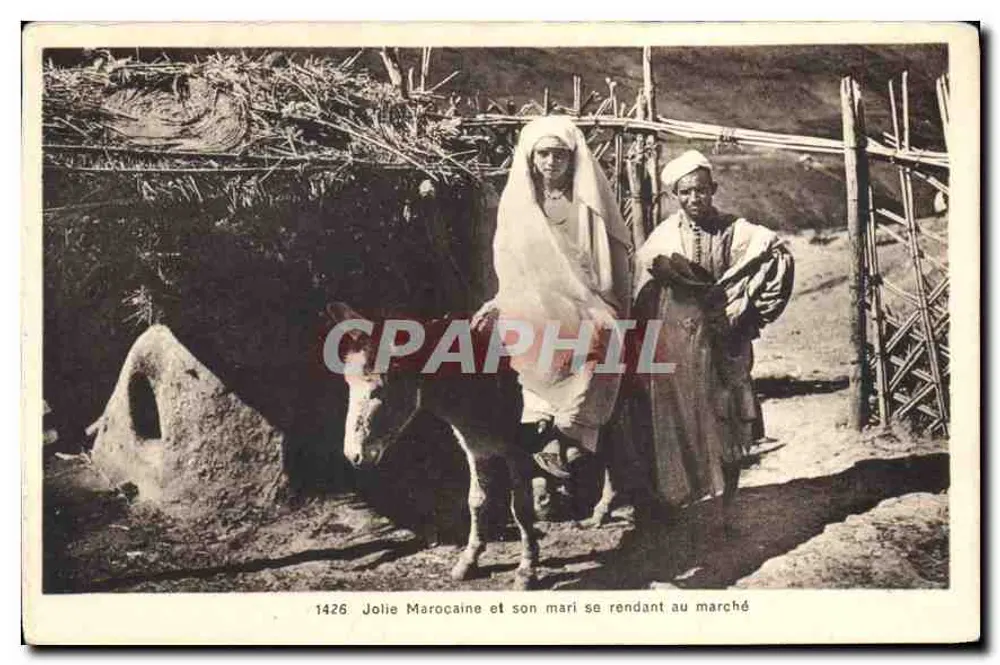 Schöne Marokkanerin und ihr Mann auf dem Weg zum Markt — Edition L. M. Casablanca, n° 1426 - Vorderseite