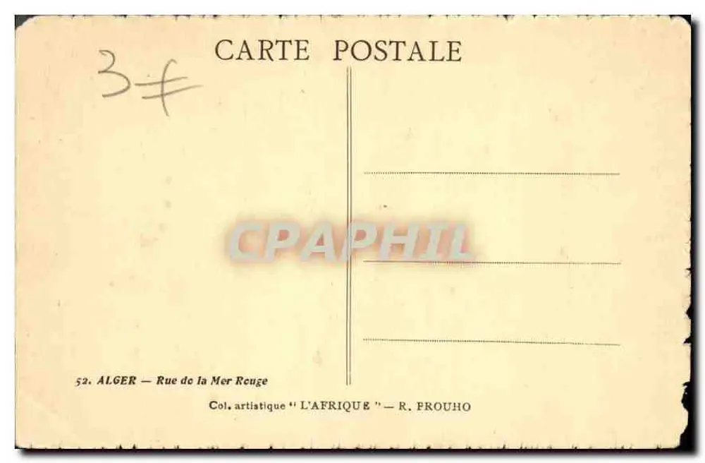 Algerije — Rue de la Mer Rouge — Straatbeeld met drie gedekte figuren — R. PROUHO - Achterkant