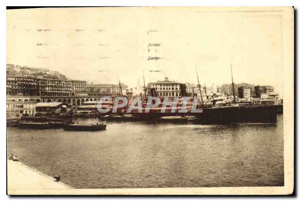 Porto de Argel — vista do cais e dos navios — editor desconhecido, n° 280 - Frente