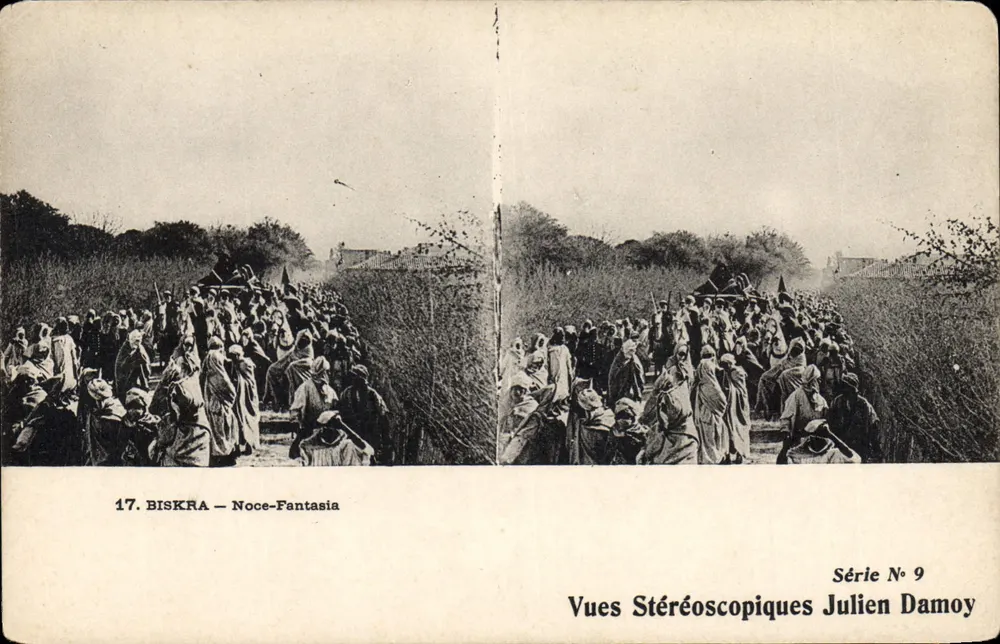 Biskra — Noce-Fantasia — Stereoscopische uitzichten Julien Damoy, Serie N° 9 - Voorkant