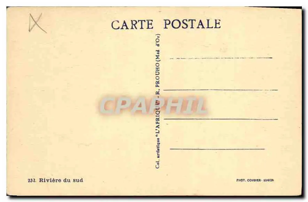 Riviera do sul — paisagem com cavaleiro e homem à beira da água — Fot. Coibier, Mador - Verso