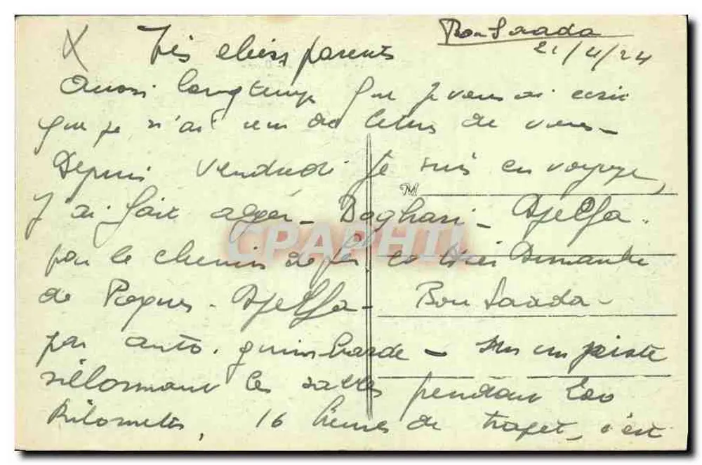 Bou-Saada — Vista das Dunas — Fot. Combier - Macon, N° 3488 - Bodin - Verso