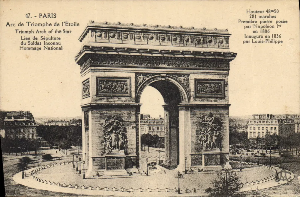 Paris - Arco do Triunfo da Estrela — editor F. Darnay, Paris - Frente