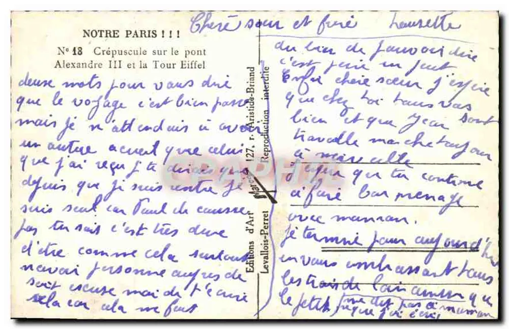 Paris — Dämmerung über die Brücke Alexandre III und die Eiffelturm — Marco - Rückseite