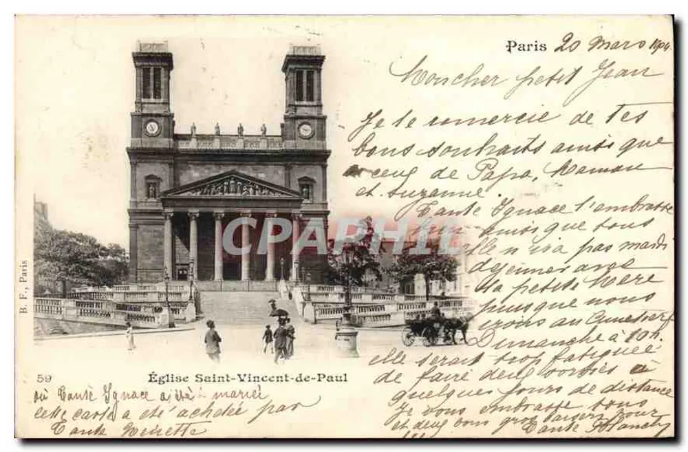 Église Saint-Vincent-de-Paul — Paris — éditeur B.F. Paris, n° 59 - Frente