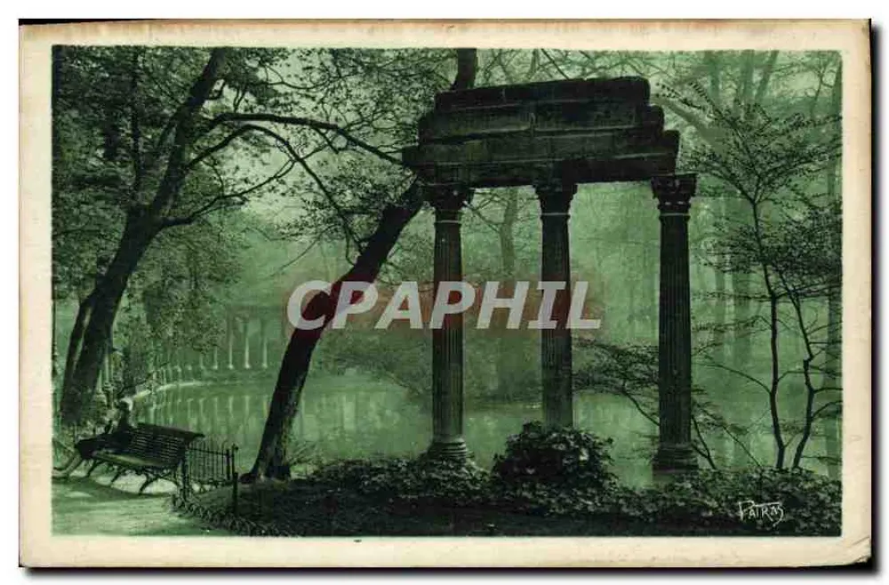 Parc Monceau — Vista de um kiosque e de um banco — Édition d'Art Patras, Paris - Frente