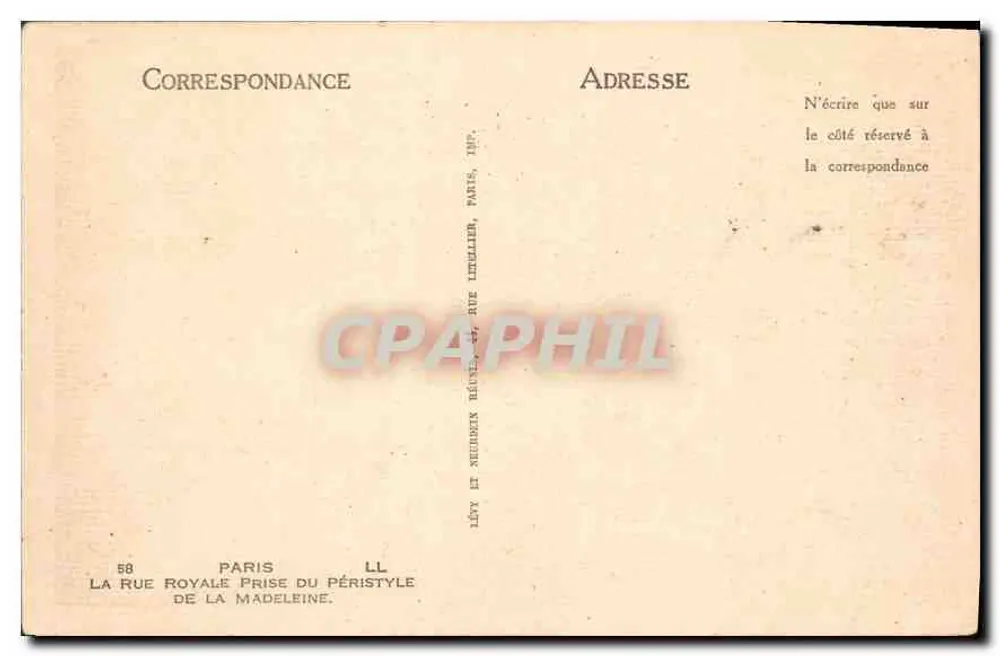 Blick auf die Königliche Straße in Paris — Verleger Lévy et Neuberg, Nr. 58 - Rückseite