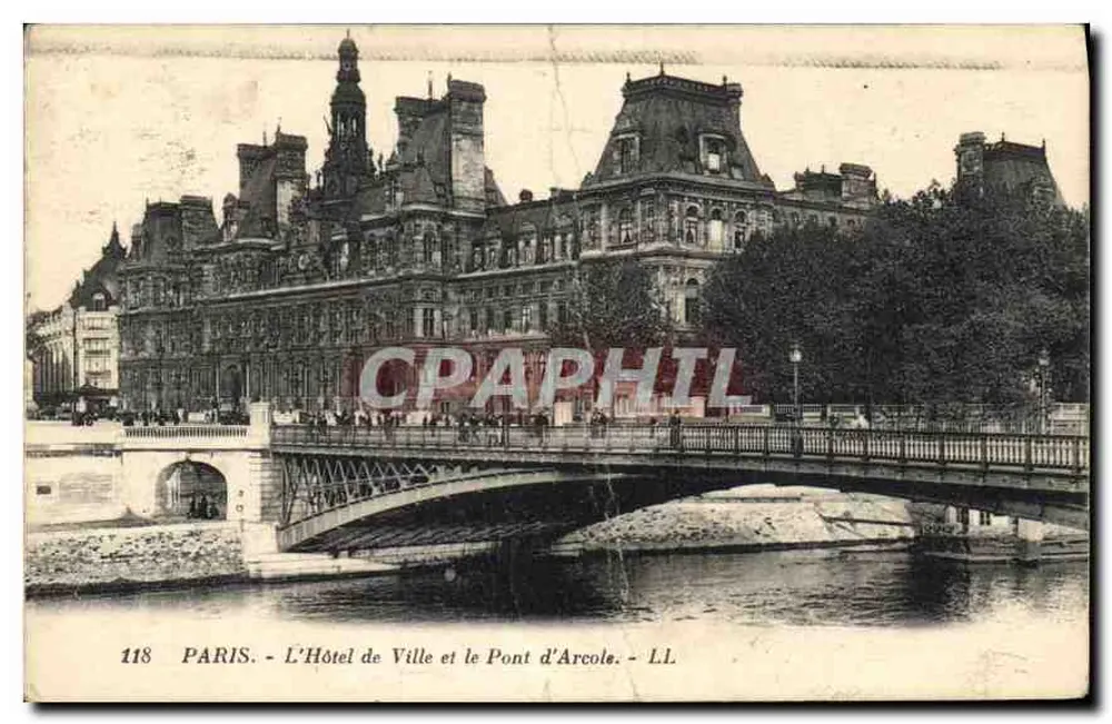 Paris - Das Rathaus und der Pont d'Arcole - LL. n°118 - Vorderseite