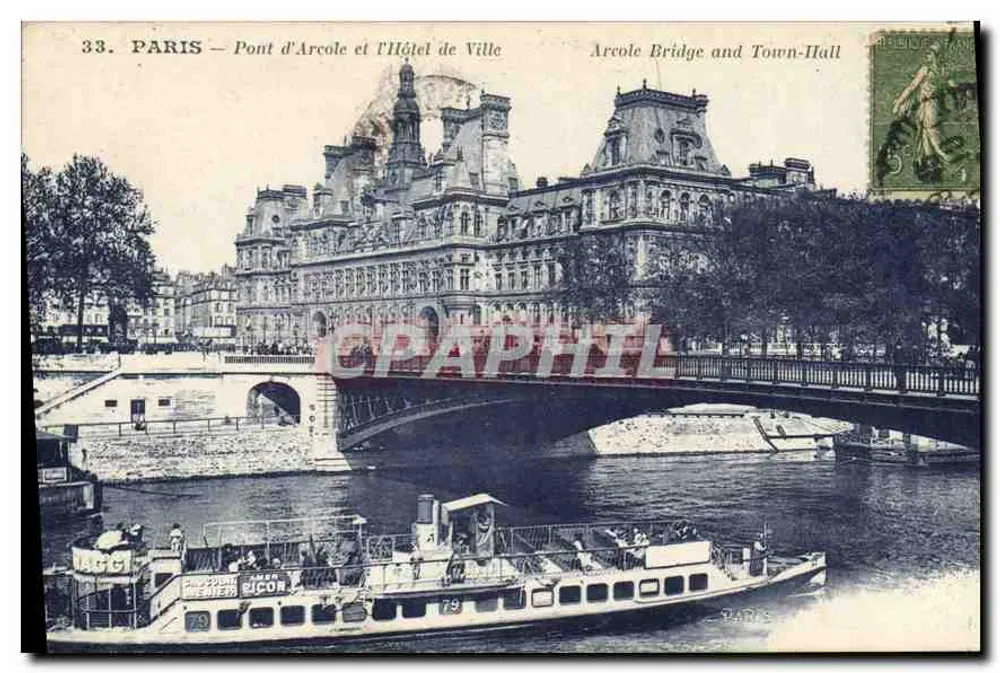 Paris — Brücke von Arcole und Rathaus — LAGG - Vorderseite