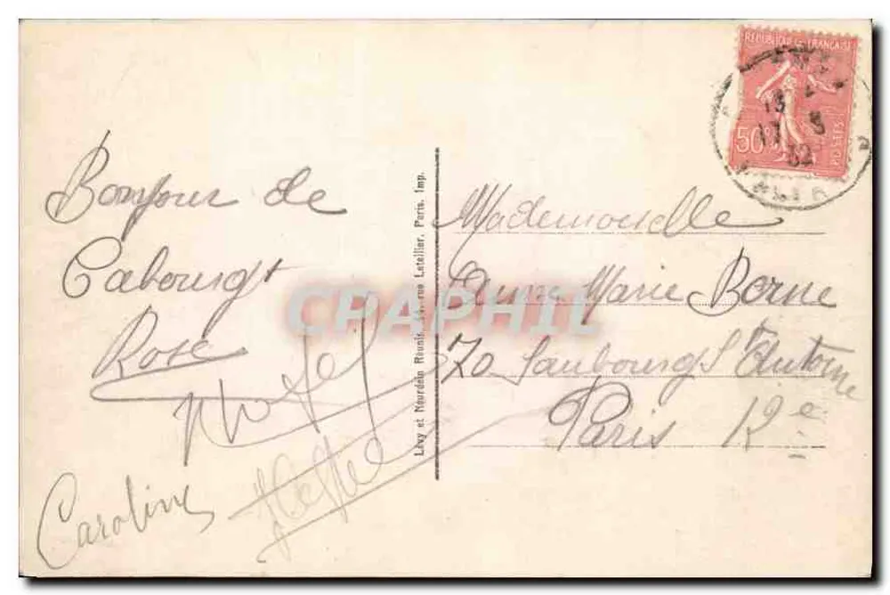Cabourg, Jardines del Casino — LL. — 1906 - Reverso
