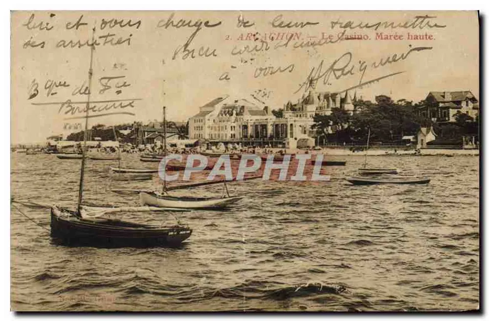 Arcachon — Le Casino. Marée haute. — Éditeur : Imp. de la Côte d'Argent, n° 2 - Frente