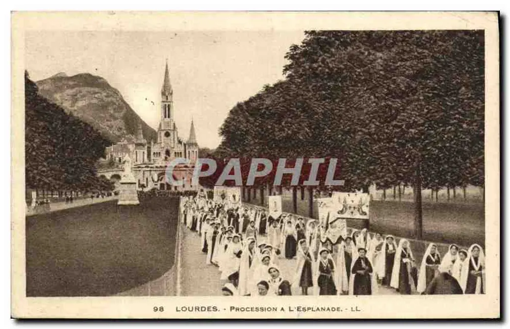 Lourdes - Procissão na Esplanada - L.L. - n°98 - Frente