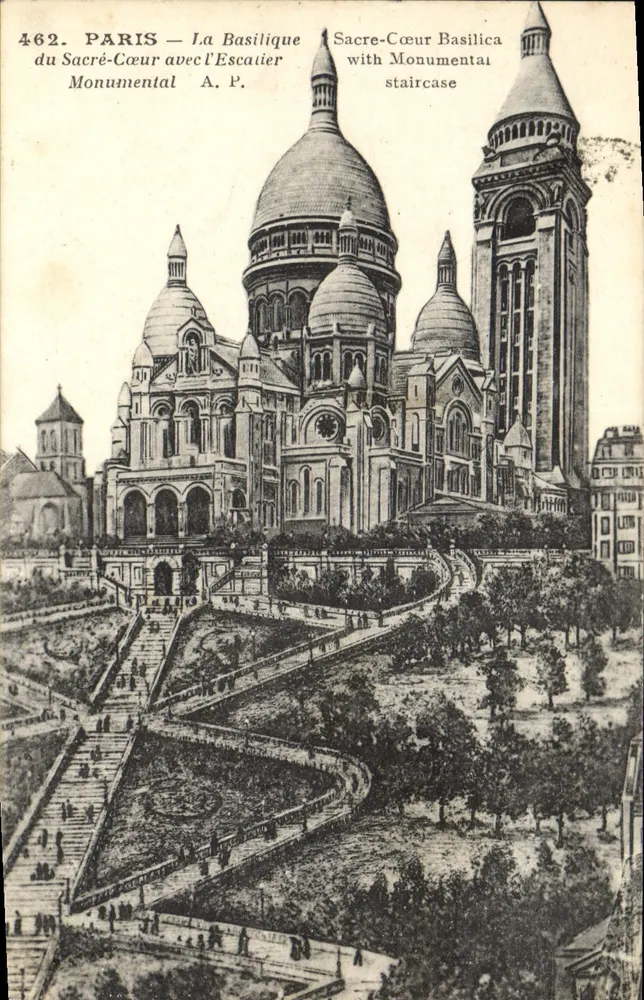 Paris — Die Basilika des Heiligen Herzens mit der monumentalen Treppe — A.P. n°462 - Vorderseite