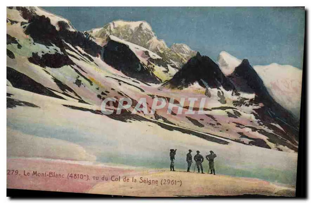 Mont-Blanc (4810m) von Col de la Seigne (2961m) gesehen — Sammlung 'LA PLUS BELLE' — F. de Migeu, Verlag, Chambéry - Vorderseite