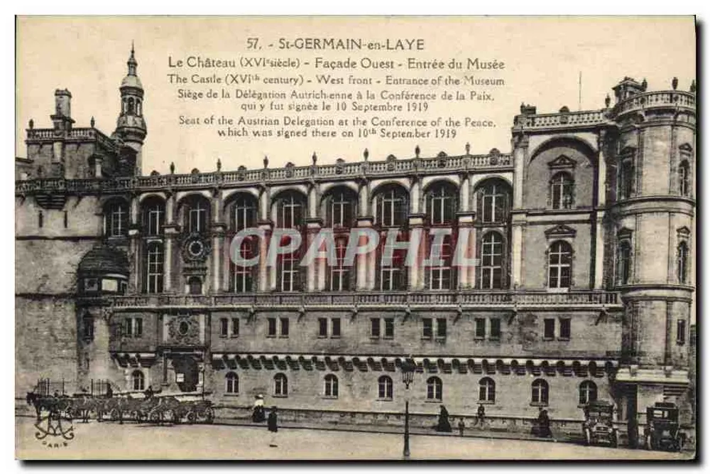 St-GERMAIN-en-LAYE — Schloss (16. Jahrhundert) — Westfassade — Eingang zum Museum — Sitz der österreichischen Delegation bei der Friedenskonferenz vom 10. September 1919 - Vorderseite
