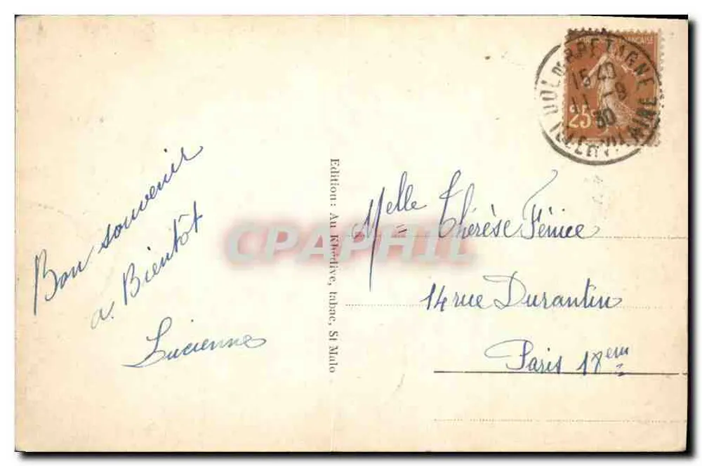 St-Malo - Ansicht vom Grand Bey — Édition Au Rivet, Tabak, St-Malo, n°2 - Rückseite